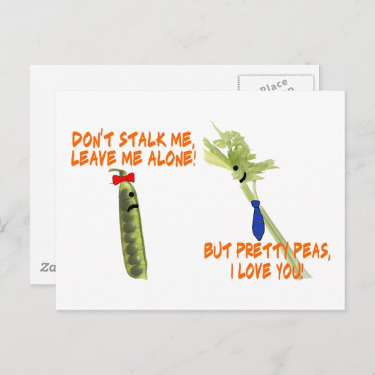 セロリの茎およびかわいらしいエンドウ豆 ポストカード (正面/裏面)