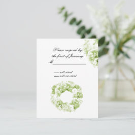 セロリーグリーン単色リース返信カード 出欠カード