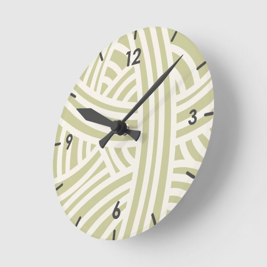 セロリーグリーン抽象芸術型化糸球 ラウンド壁時計 (傾斜)