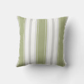 セロリ緑とグレー淡い色のの白のストライプパターン | クッション (裏面)
