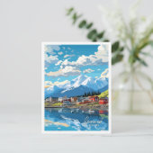 セワードアラスカアートヴィンテージ旅行イラストレーション ポストカード (スタンド正面)