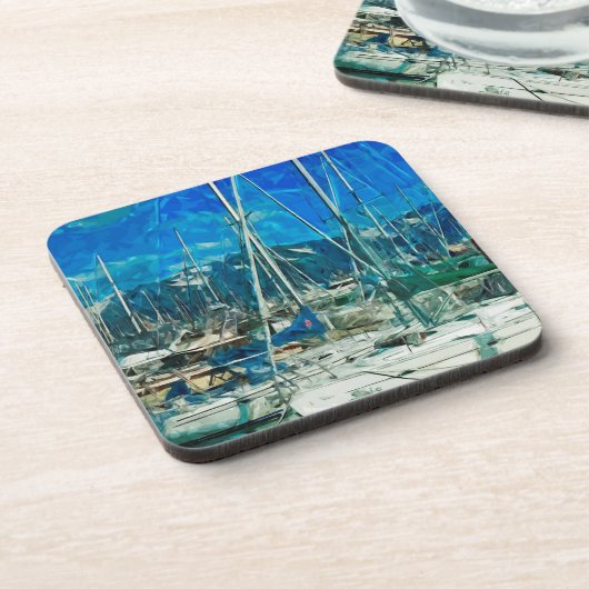 セワードアラスカ抽象芸術印象派の港 コースター (左側)