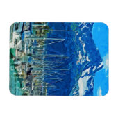 セワードアラスカ抽象芸術印象派の港 マグネット (横)