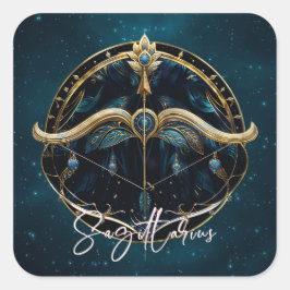 センエレガントター〔占星術の〕十二宮図サインブラック金ゴールド射手座 スクエアシール