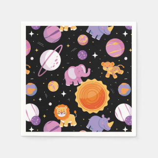 センサファリのまわりにーの動物を宇宙で初めて訪れる スタンダードカクテルナプキン