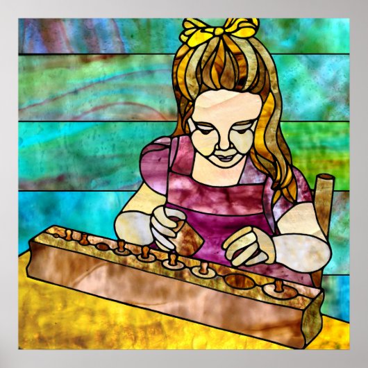 センサー付きMontessori子（シリンダブロック） ポスター (正面)