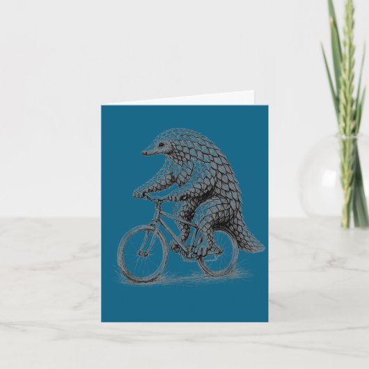 センザンコウの自転車乗り 笑えるサイクリング 動物バイク カード (正面)