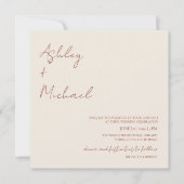 センシュアル モダン スクリプト ドレスコード フォト ボヘミア ウェディング 招待状 (正面)