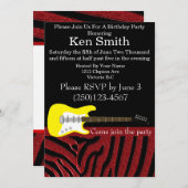 センスが光るエレクトリックギターの誕生日パーティーへの招待状 招待状 (正面/裏面)