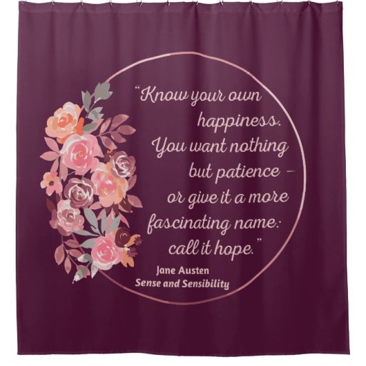 センスと感性引用文I – かわいいスタイル シャワーカーテン (正面)