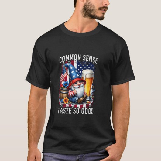 センスは良い味のノームビール7月4日 Tシャツ (正面)