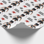 センセーショナルなスーパーヒーローかわいいガールパンサー誕生日 ラッピングペーパー (角)