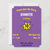 センセーショナルなスーパーヒーロー誕生日素晴らしアメージング 招待状 (裏面)