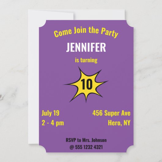 センセーショナルなスーパーヒーロー誕生日素晴らしアメージング 招待状 (裏面)