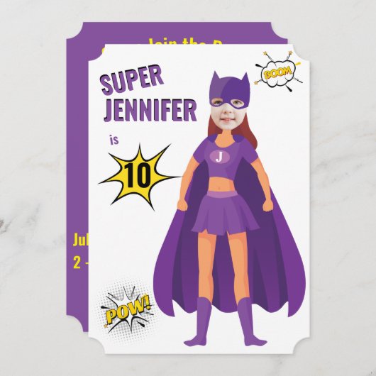 センセーショナルなスーパーヒーロー誕生日素晴らしアメージング 招待状 (正面/裏面)