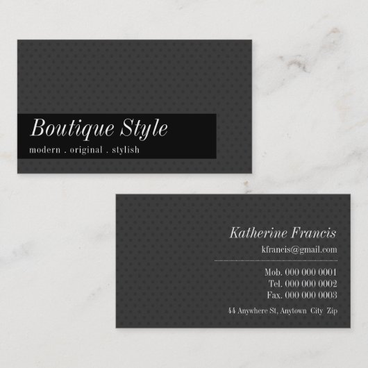 センセーショナルなデザイシンプルナー水玉模様グレイ黒 名刺 (正面/裏面)