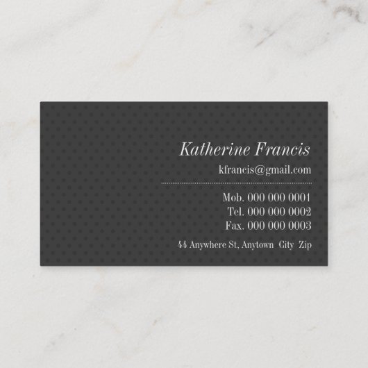 センセーショナルなデザイシンプルナー水玉模様グレイ黒 名刺 (裏面)