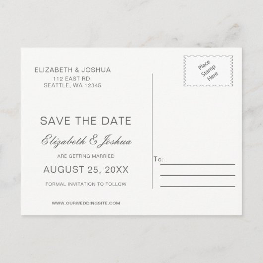 センセーショナルな多肉婚結婚式の日付を保存 案内ポストカード (裏面)