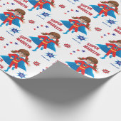 センセーショナルガールスーパーヒーロー誕生日カラフル値 ラッピングペーパー (角)