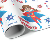 センセーショナルガールスーパーヒーロー誕生日カラフル値 ラッピングペーパー (ロールコーナー)