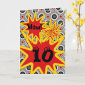 センセーショナル10誕生日スターバストお祝い カード (黄色い花)