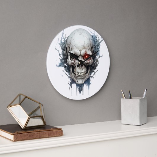 🕰️💀 センセーショナル スカルウォールクロック 💀🕰️ ラージ壁時計 (オフィス)
