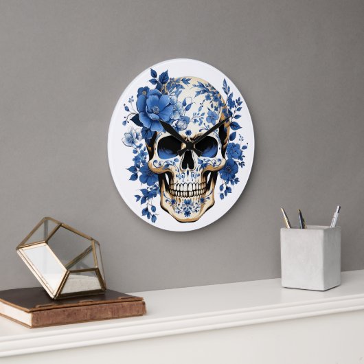 🕰️💀 センセーショナル スカルウォールクロック 💀🕰️ ラージ壁時計 (オフィス)
