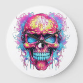 🕰️💀 センセーショナル スカルウォールクロック 💀🕰️ ラージ壁時計 (正面)