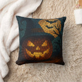 センセーショナル モザイク パンプキン ハロウィン クッション (ブランケット)