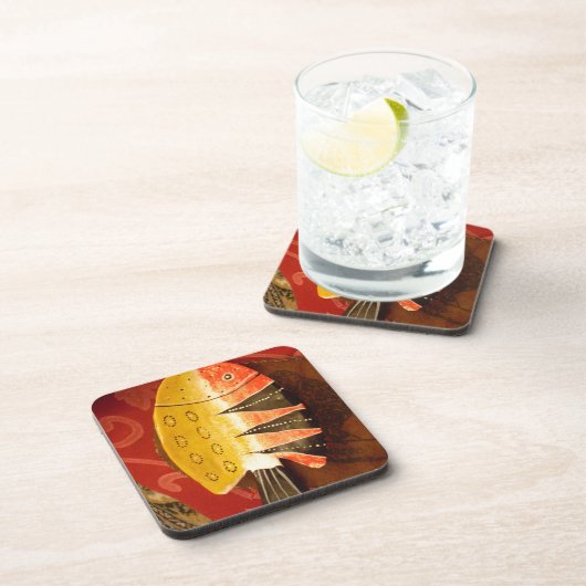 センセーションストライプのタイガーバーブフィッシュアートプリント コースター (右側)