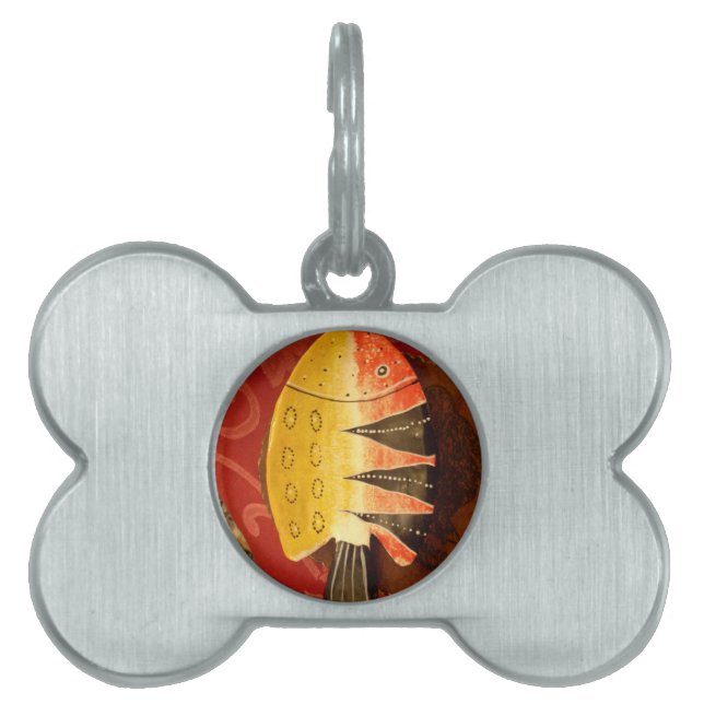 センセーションストライプのタイガーバーブフィッシュアートプリント ペットネームタグ (正面)