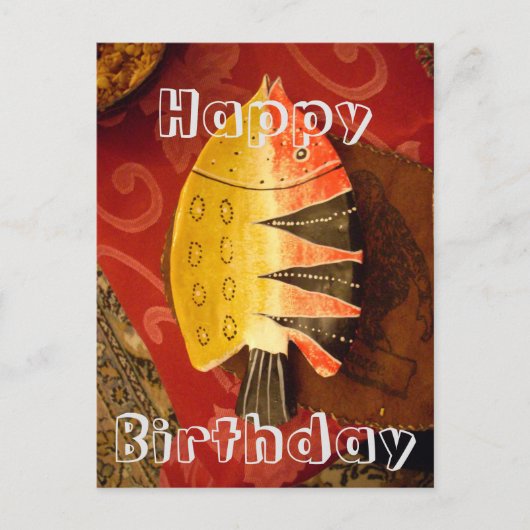 センセーションストライプのタイガーバーブフィッシュアートプリント ポストカード (正面)