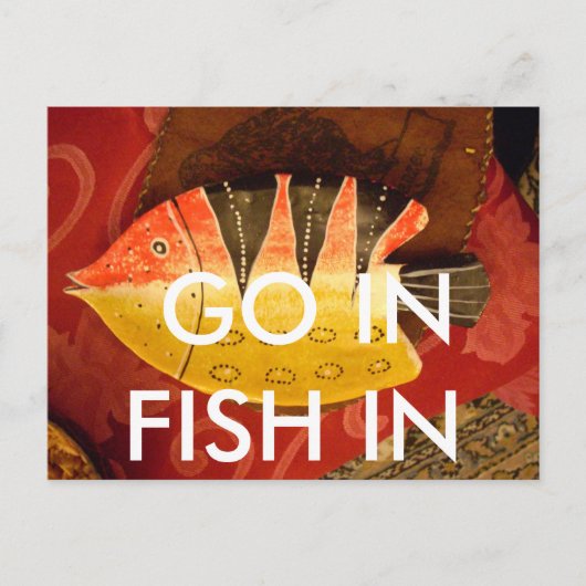 センセーションストライプのタイガーバーブフィッシュアートプリント ポストカード (正面)