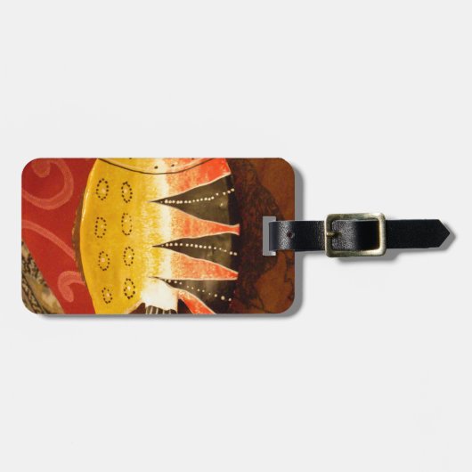 センセーションストライプのタイガーバーブフィッシュアートプリント ラゲッジタグ (正面横)