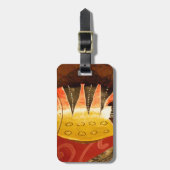 センセーションストライプのタイガーバーブフィッシュアートプリント ラゲッジタグ (正面縦)