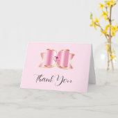 センタージェムストーン付きピンクグラムボウありがとうございました カード (黄色い花)
