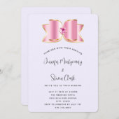センタージェムストーン付きピンクグラムボウ結婚ズ 招待状 (正面/裏面)