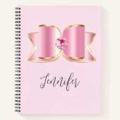 センタージェムストーン付きピンクグラムボウ ノートブック (正面)