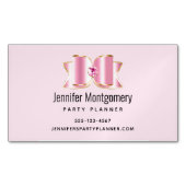 センタージェムストーン付きピンクグラムボウ マグネット名刺 (正面)