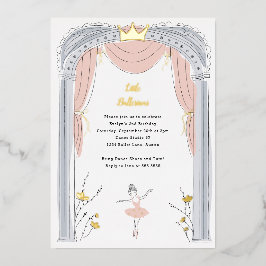 センターステージバレエ子供の誕生日パーティー金ゴールド 箔招待状