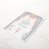 センターステージバレエ子供の誕生日パーティー金ゴールド 箔招待状 (回転した状態)