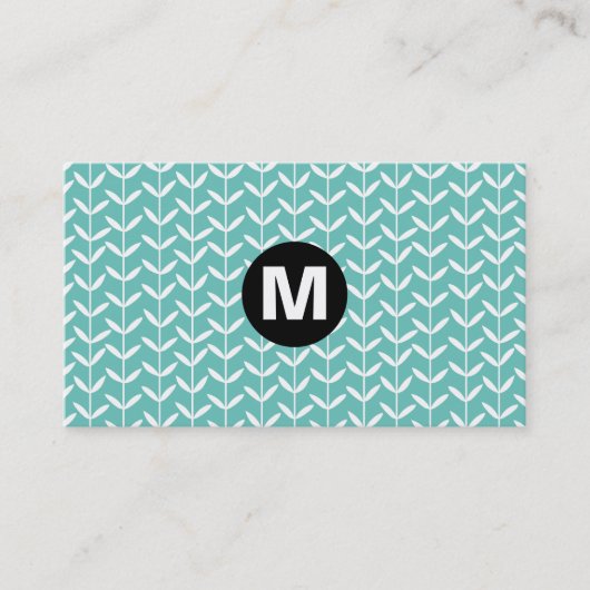 センタースポットモノグラム – 葉茎 – Lt Aqua 名刺 (正面)