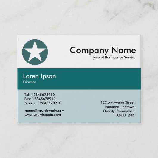 センターバンドカラー – ティール（緑がかった色） – スター 名刺 (正面)