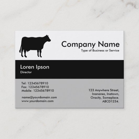 センターバンドカラー – 黒 – 牛 名刺 (正面)