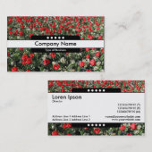 センターバンド5スポット – 赤いチューリップとプリムローズ 名刺 (正面/裏面)