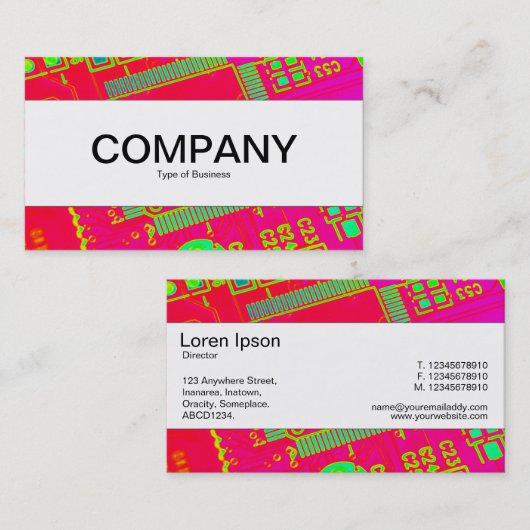 センターバンド(エッジ) -カラフル抽象芸術回路 名刺 (正面/裏面)