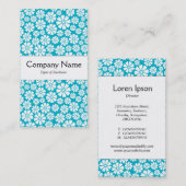 センターバンド – 8花びら – ホワイトオンアクアブルー 名刺 (正面/裏面)