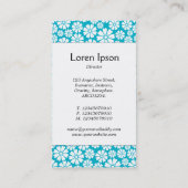 センターバンド – 8花びら – ホワイトオンアクアブルー 名刺 (裏面)