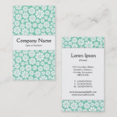 センターバンド – 8花びら – 緑の上に白 名刺 (正面/裏面)