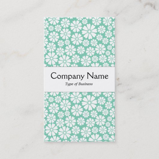 センターバンド – 8花びら – 緑の上に白 名刺 (正面)